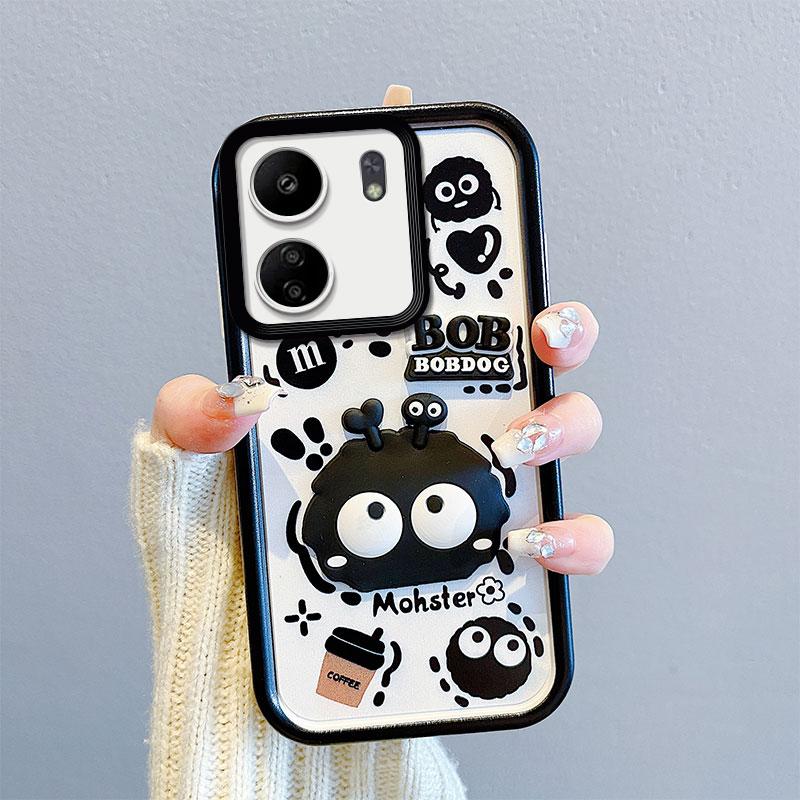 KEYSION Противоударный чехол для Xiaomi Redmi 13C 4G с ремешком, мягкий силиконовый чехол с милой 3D-мультяшной куклой для телефона POCO C65