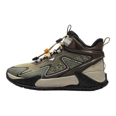 Li Ning Детская уличная мягкая удобная нескользящая амортизирующая поддержка полувысокие уличные туфли детская обувь зеленый коричневый YKEU012-53