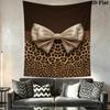 Leopard Print Bow Wall Tapestry Aesthetic Wall Hanging Printed Fabric Blanket Decorative Tapestries for Bedroom Living Room Home Decor