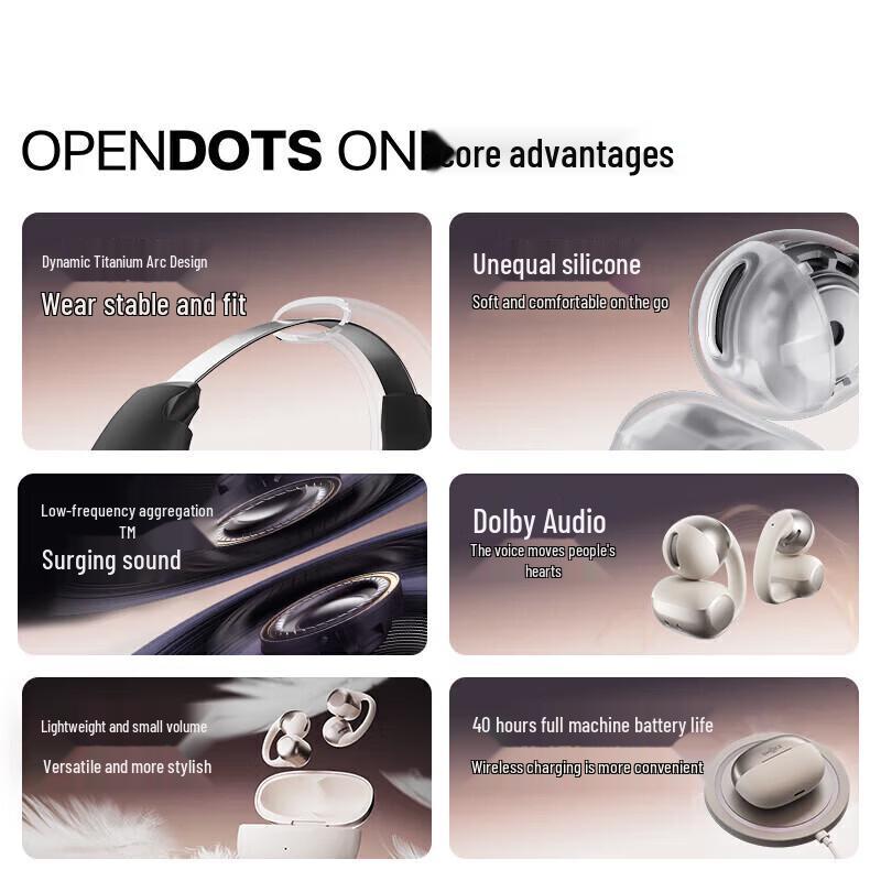 Беспроводные Bluetooth-наушники Shokz OpenDots ONE E310 с открытым дизайном и клипсой