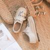 Johnature Cotton Linen Flats Women Shoes Lace-up Spring Round Toe Embroider Concise Comfortable Handmade Ladies Shoes
