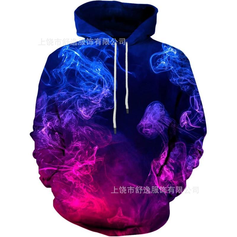 Mens Hooded Sweatshirt With Digital Print Loose Fit Long Sleeve Casual Pullover Daily Wear