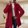 Женские теплые шерстяные пальто двубортные однотонные куртки средней длины пальто с отложным воротником повседневная прямая куртка зимняя