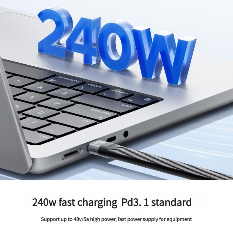 Портативный USB-C брелок-зарядный кабель 10 Гбит/с передача данных Дисплей 8K/4K Универсальная совместимость для ноутбуков телефонов