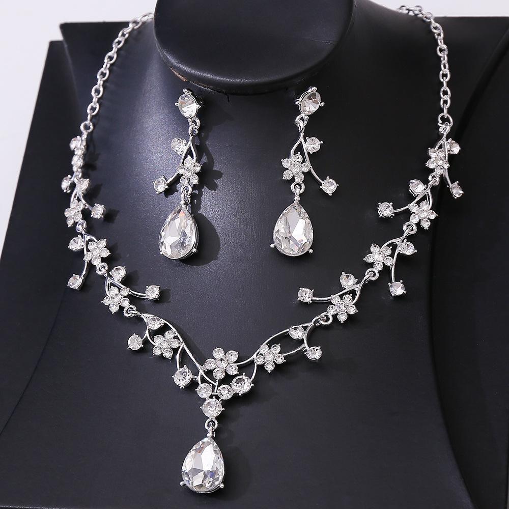 DIEZI Baroque Bridal Wedding Party Crown Princess Queen Water Drop Opal Crystal Tiaras Necklace Earrings New Jewelry Sets