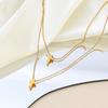 Fenny 18K Gold Plated No Fade Fashion Permanent Double Layer Cross Pendant Stainless Steel Necklace for Women