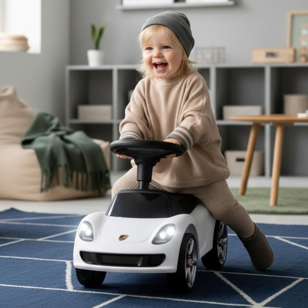 Auto Jeździk Dla Dzieci Samochód Światła Lekki Porsche Carrera Gt Biały