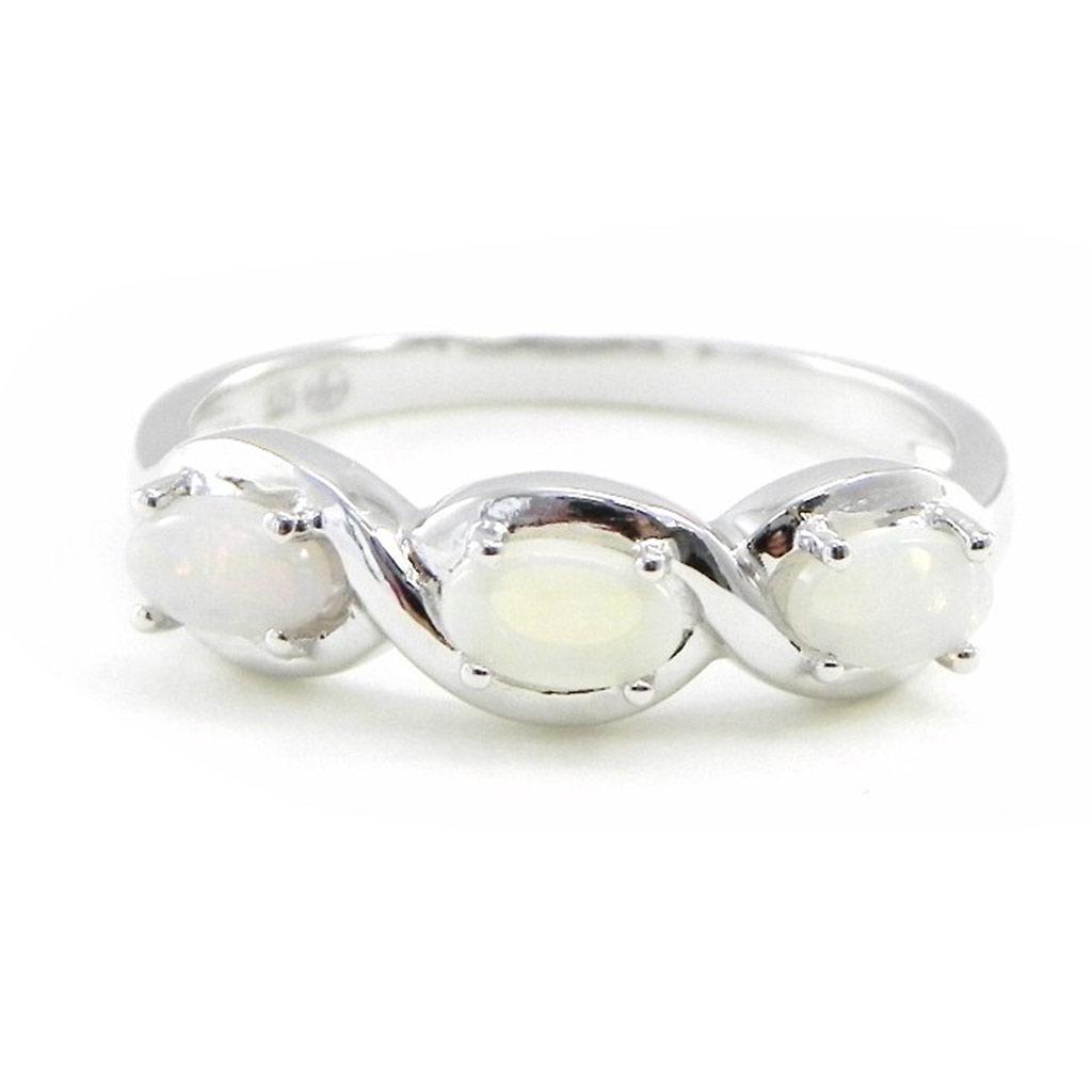 Les Trésors De Lily [I8858] - Silver Ring 'Goddess Opal' Silvery White (rhodium-plated) - 19x5 Mm