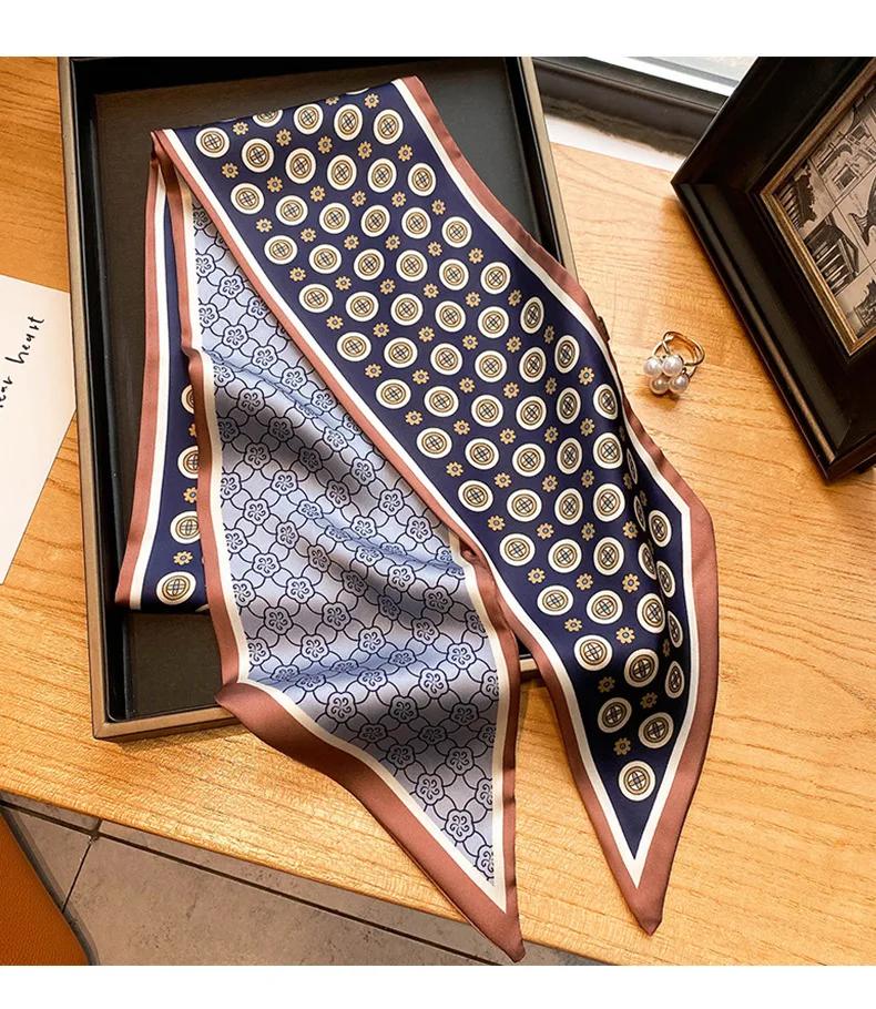 Длинный шелковый шарф-мешок, галстук, женская шея, узкие шарфы, повязка на голову, платок, принт лошади, брендовая женская шейная лента, весна, новинка