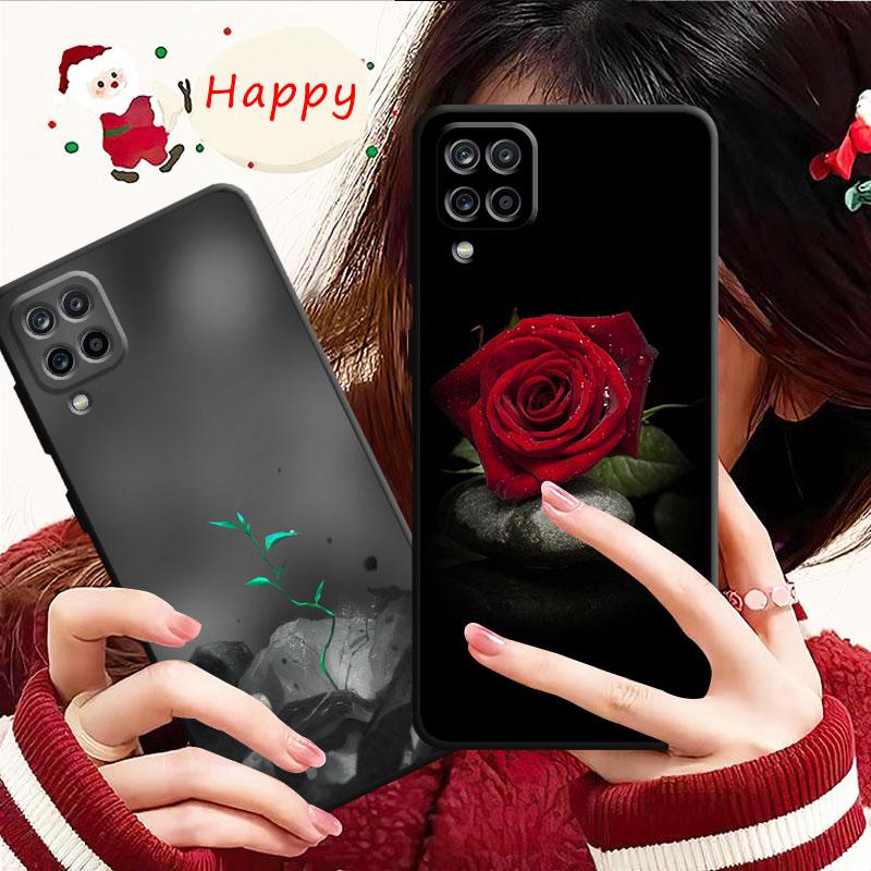 Чехол для Samsung Galaxy A70 A70s A50 A30s A04s A20s A20e A02 A02s A03 A42 M52 M31 M04, чехол с розой, тюльпаном, зелеными побегами, цветами