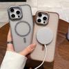 Матовый прозрачный чехол с металлическим кольцом для объектива для iPhone 16 15 14 Plus 13 12 11 Pro Max Stripe Magnetic Wireless Charger Cover