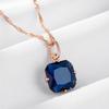 Luxury Square Blue Natural Zircon Pendant Necklace For Women Fashion  Rose Gold Color Fine Daily Ethnic Bride Jewelry