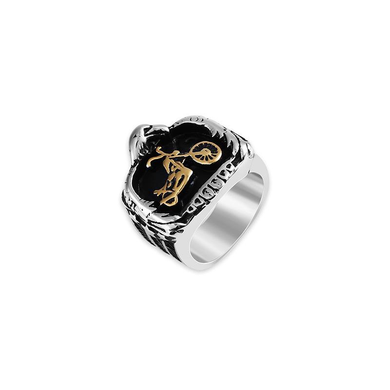 Retro Frosted Matte Eagle Motorcycle Motorcycle Men's Rough Polished Ring Bracelet