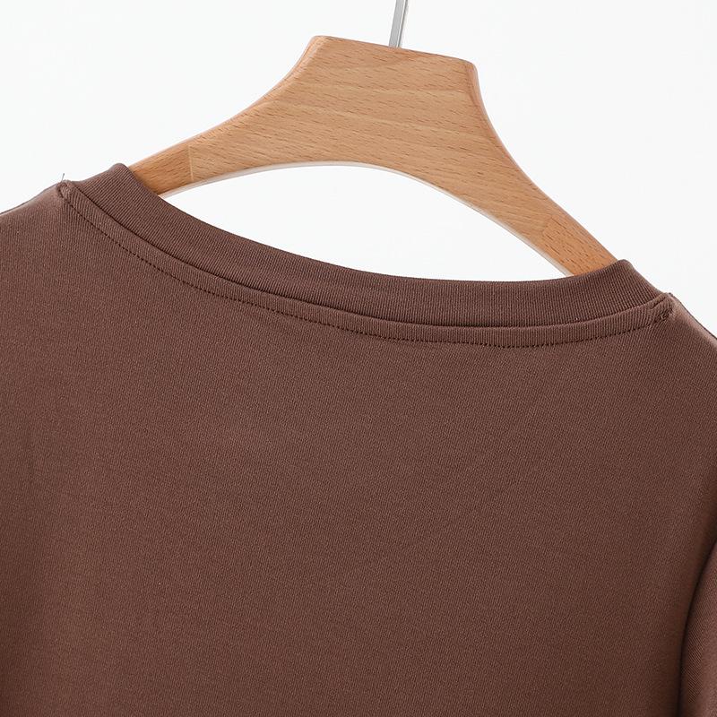 Женская летняя приталенная однотонная футболка с V-образным вырезом и коротким рукавом - Повседневная, универсальная и стильная