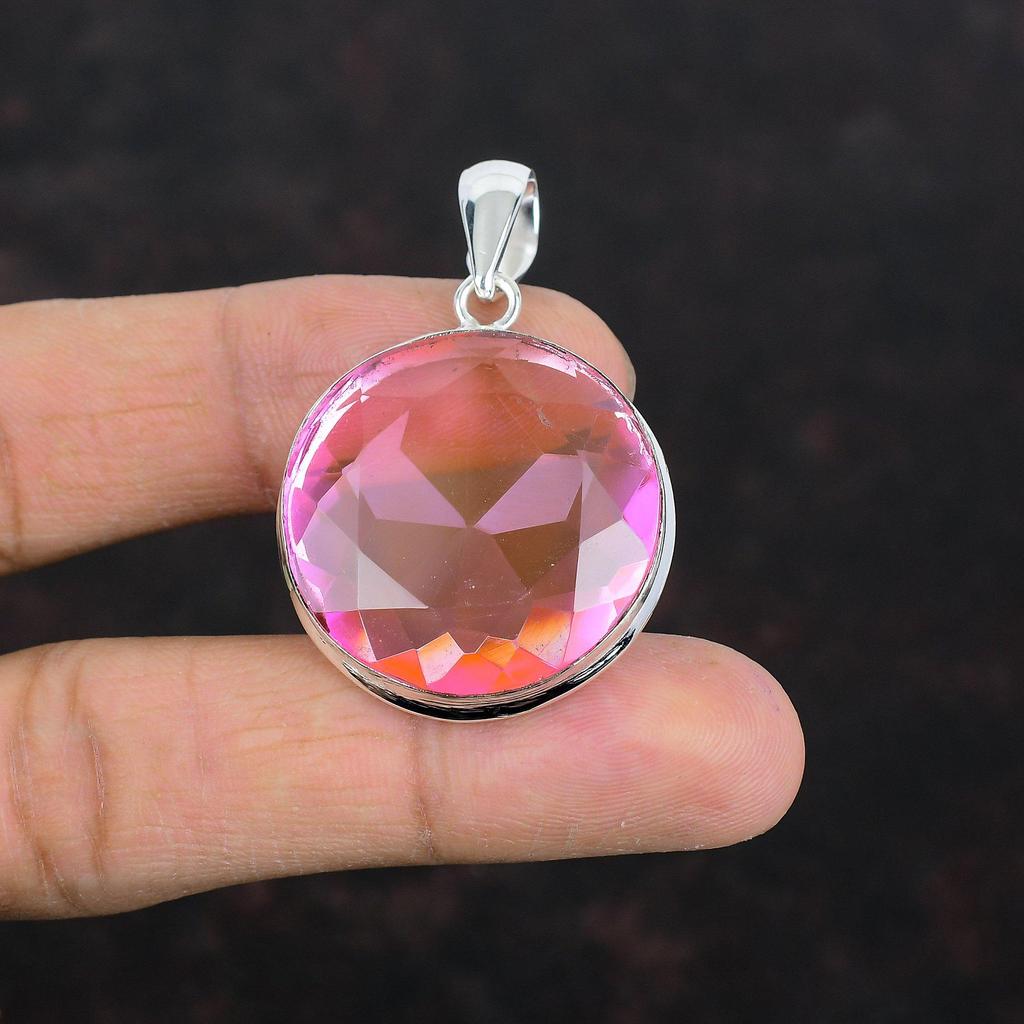 Faceted Pink Kunzite Pendant 925 Sterling Silver Pendant Designer Jewelry Handmade Top Quality Gemstone Pendant Gifts for Mom Unique Jewelry