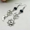 Sun Moon Pentagram Design Dangle Earrings Bohemian Elegant Style Alloy Jewelry Trendy Female Gift Tourism Souvenir
