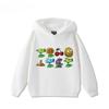 Casual kids hooded sweatshirt with colorful fantasy plant and monster cartoon, lightweight hoodie for autumn daily outfits and theme party.