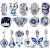 Синие Шармы Медные Бусины Подвески Подходят для Браслета Сделай Сам Бабочка Кошка Самолет Для Женщины Оригинальные Шармы Модная Бижутерия