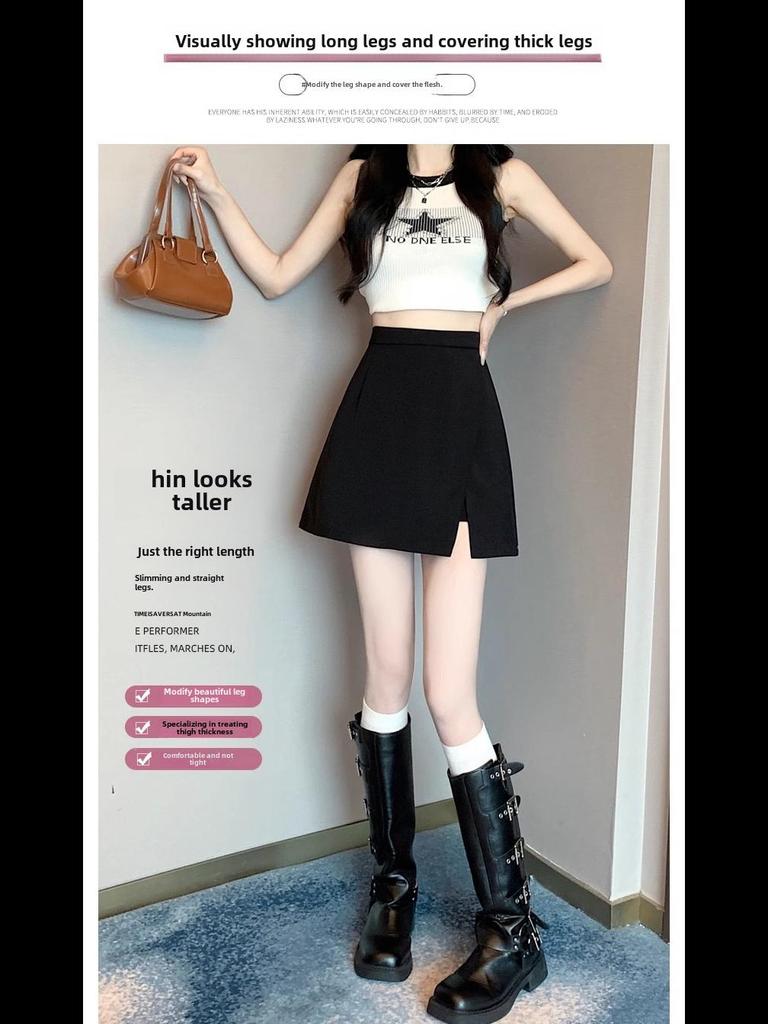 Женская черная юбка с неровным разрезом А-силуэта – средней длины, защищает от воздействия солнечных лучей, идеально подходит для весны и лета