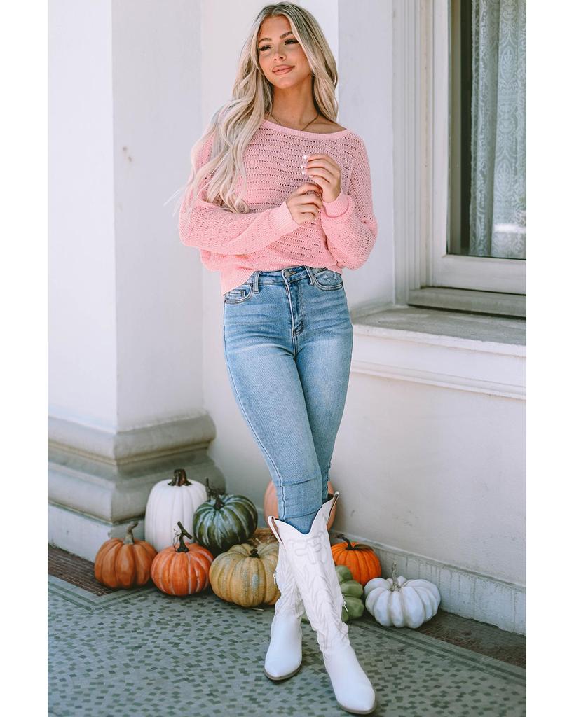 Azura Exchange Топ с длинными рукавами и ажурной вязкой