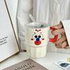 Clown Straw Cup with Lid Mug High looking Creative Ceramic Water Cup Couple Coffee Cup Activity Souvenir Gift