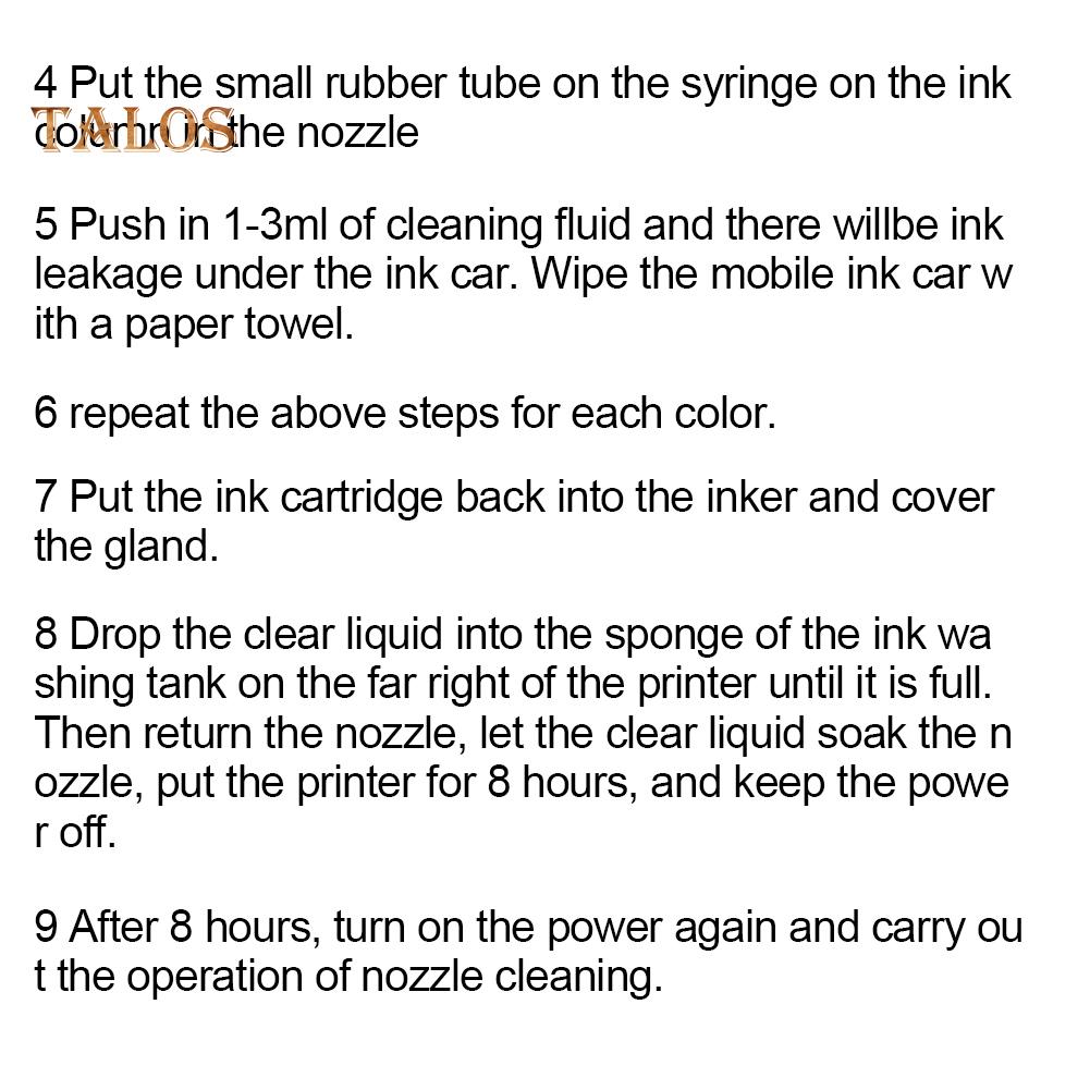 Talos 100ml Cleaning Fluid Dye Cleaner for Epson for Canon for Brother Inkjet Printer