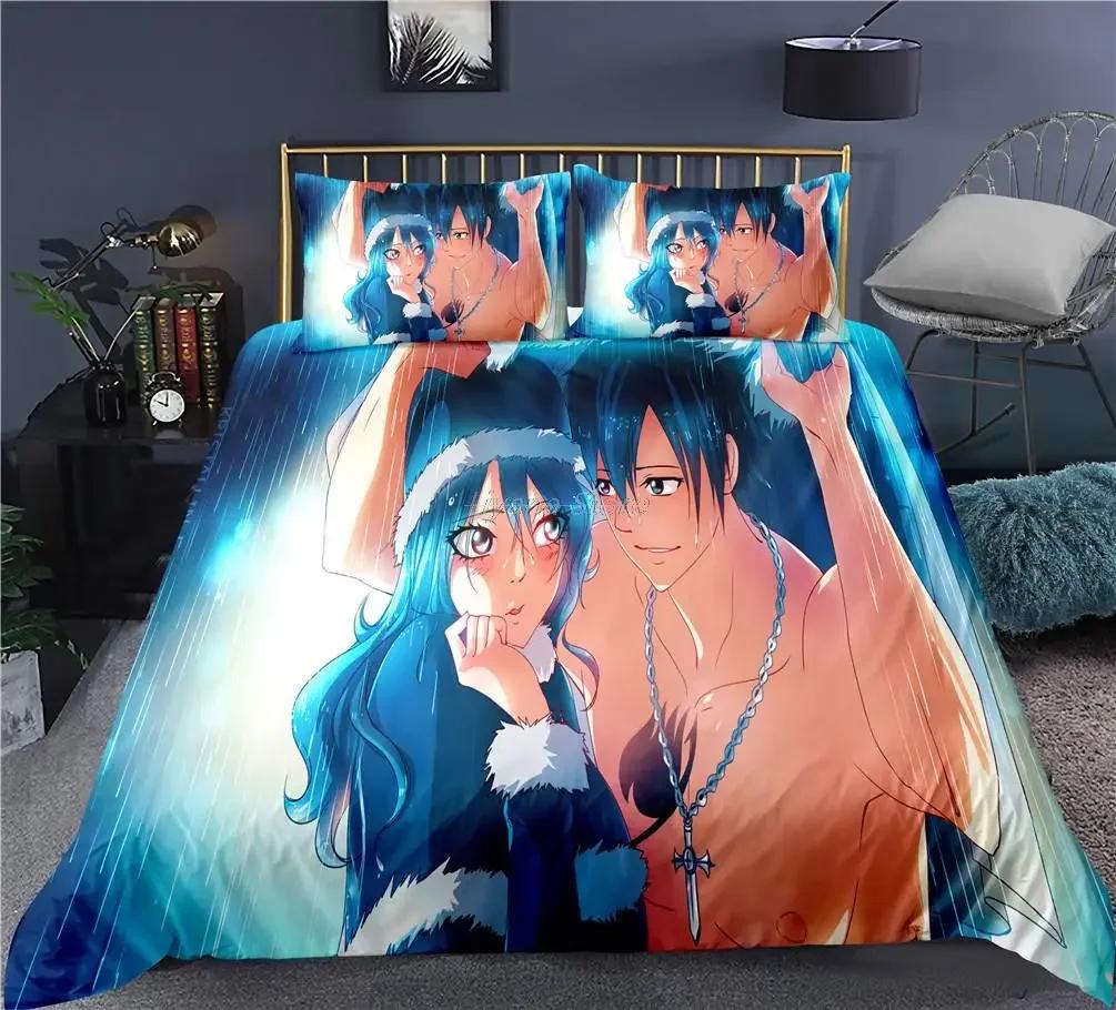 Комплект постельного белья «Fairy Tail», односпальный, полный, Queen King Size, Kawaii, комплект постельного белья в стиле аниме для взрослых, детский комплект пододеяльников для спальни, 3D принт 012