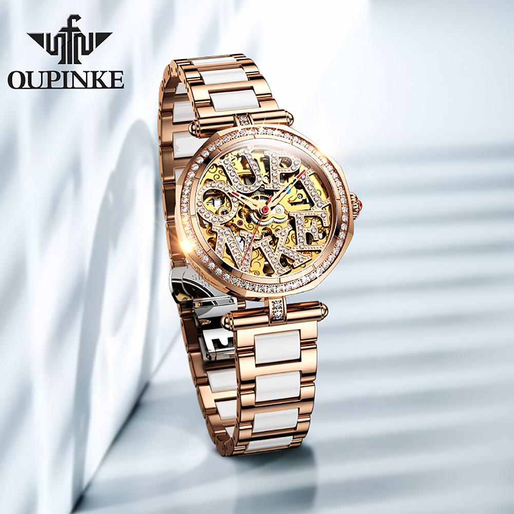 OUPINKE Women's Watch Waterproof Automatic Mechanical Watch Women's Watch Women's Watch