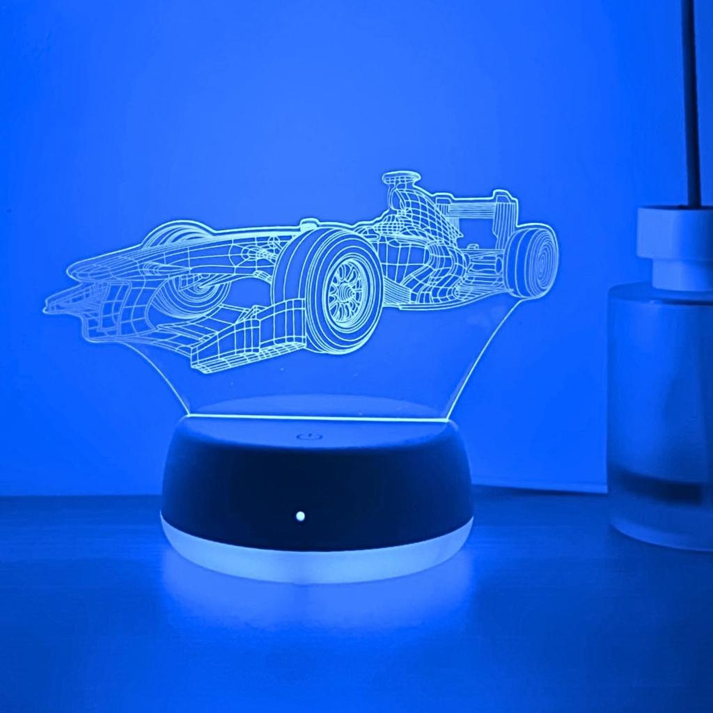 Сенсорный 7-цветный градиентный гоночный 3D ночник, USB питание, украшение для спальни и рабочего стола, идеальный выбор для подарка