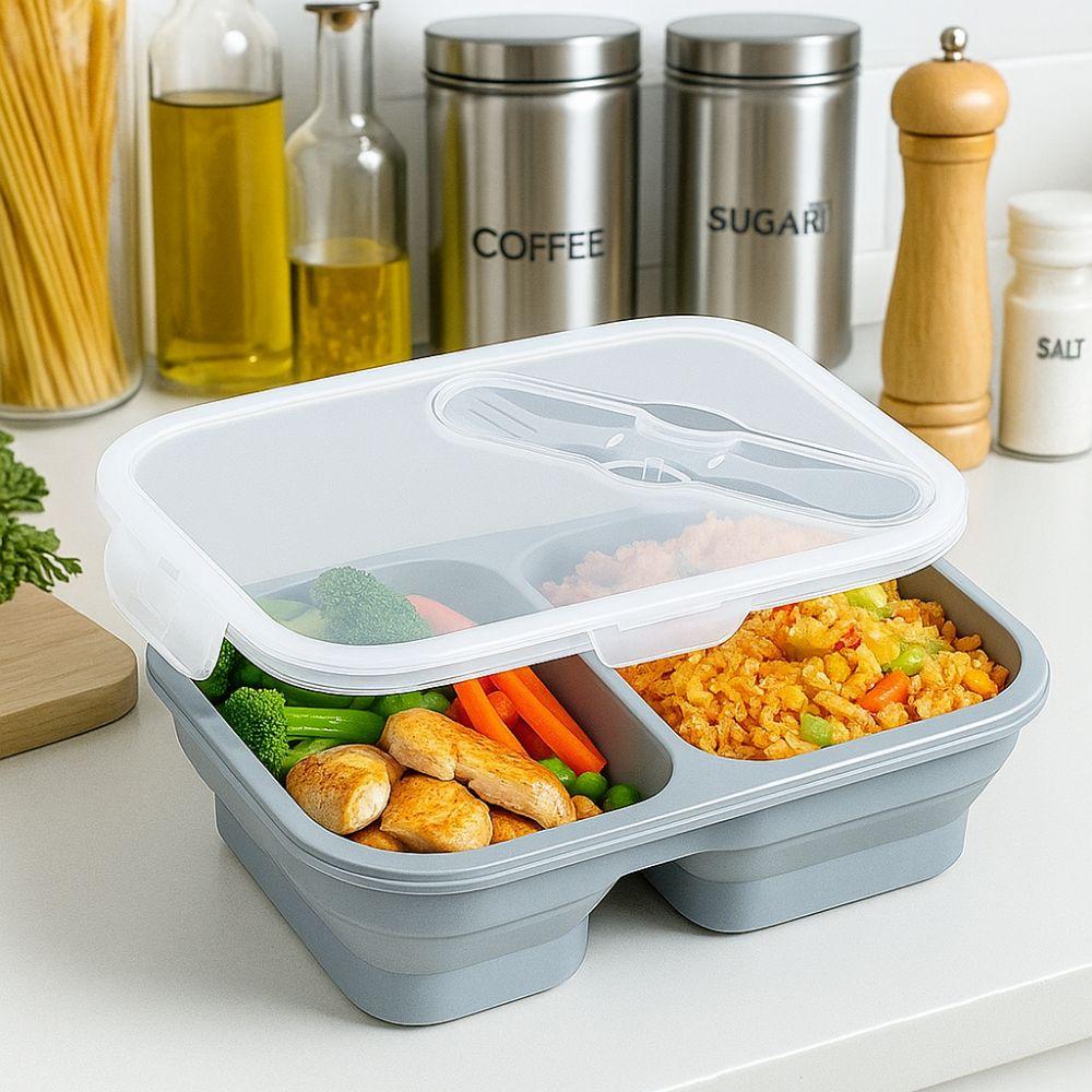 Rectangle Foldable Lunch Box Airtight Fresh Keeping Box Food Storage Container for Kitchen