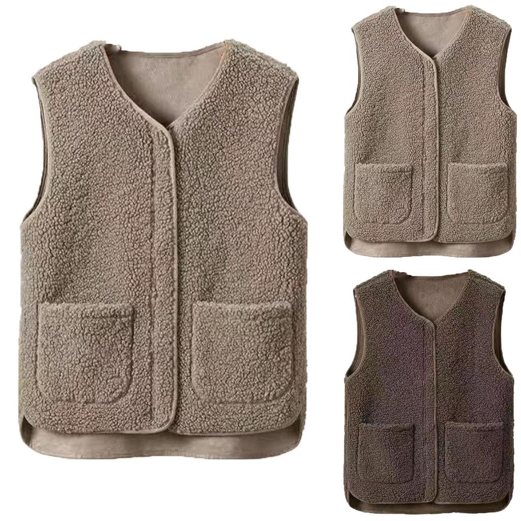 Women's Lambswool Vest Pellet Fleece Lambswool Fashion Vest Vests