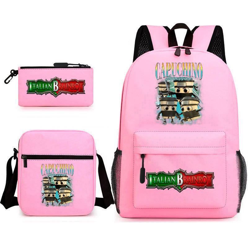 Tongtongsahur Cartoon Primary School Students Backpack Three-piece Set Abstract Foreign Shanhaijing Children's Schoolbag L