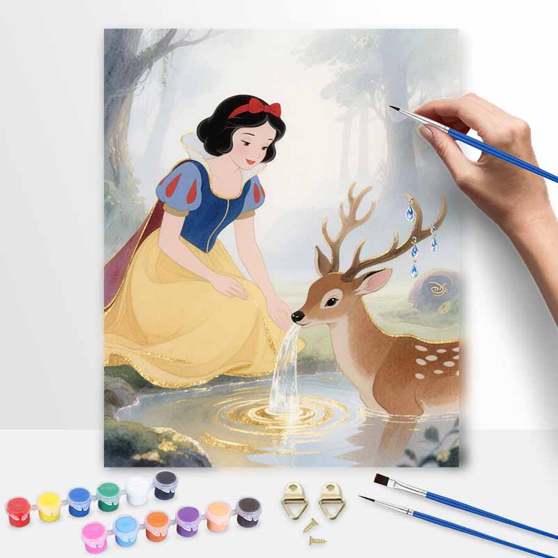 Disney Snow White and deer digital oil painting hand painting kit diy home decoration