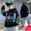 2024 New Boys' Plush Hooded Sweatshirt: Thick, Stylish & Warm for Middle and Large Sized Children – Perfect for Autumn and Winter Sports