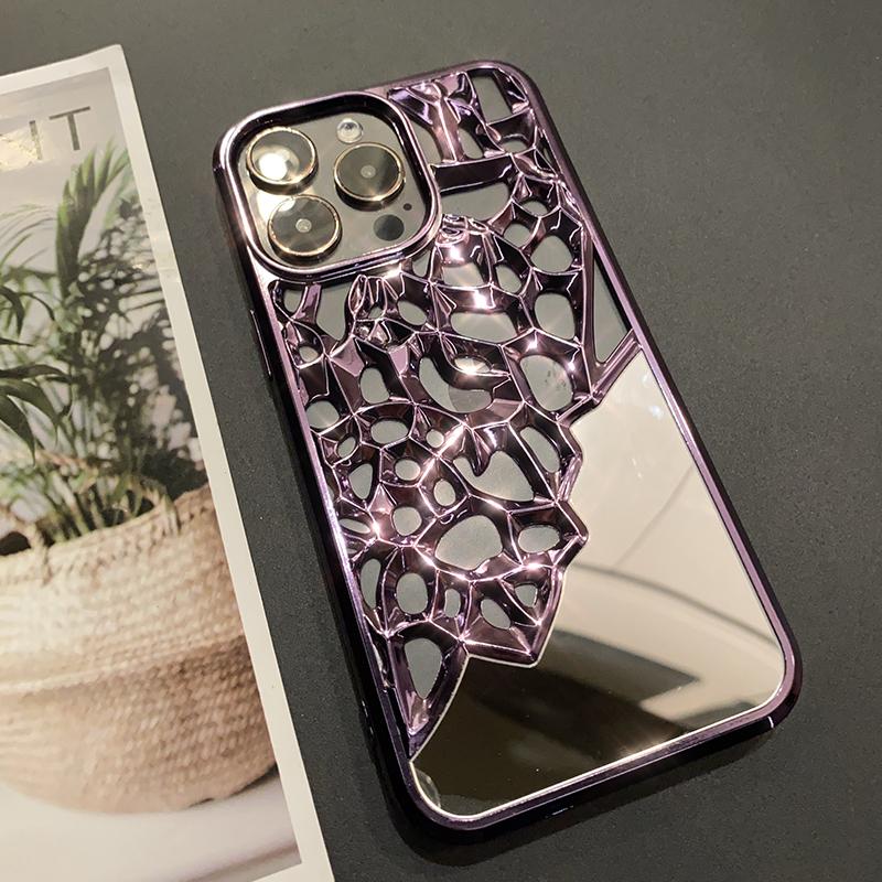 Роскошный полый гальванический зеркальный чехол для iPhone 15, 14, 13, 12, 11 Pro Max, чехлы для защиты от падения