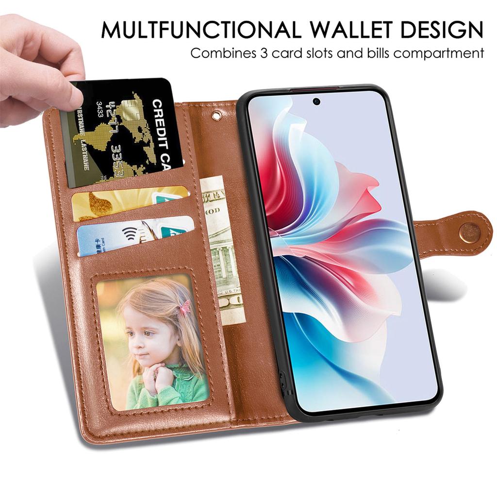 For Oppo Reno13 5G (Global) Case Leather Phone Case Wallet Stand Cover with Wrist Strap