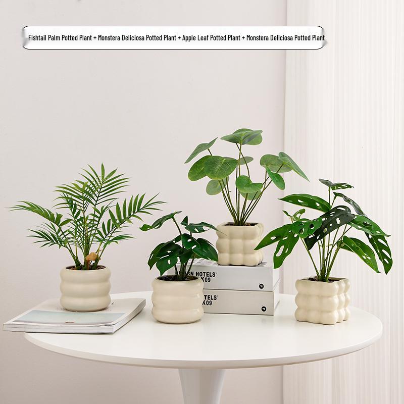 Nordic Small Potted Plant Decor - Indoor Bonsai & Bionic Greenery for Office or Living Room.