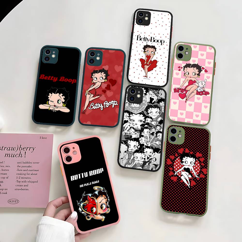 Чехол для телефона B-Bettys Boops для iPhone 16 15 14 Plus 15 13 12 11 Pro Max X XS MAX Матовый чехол