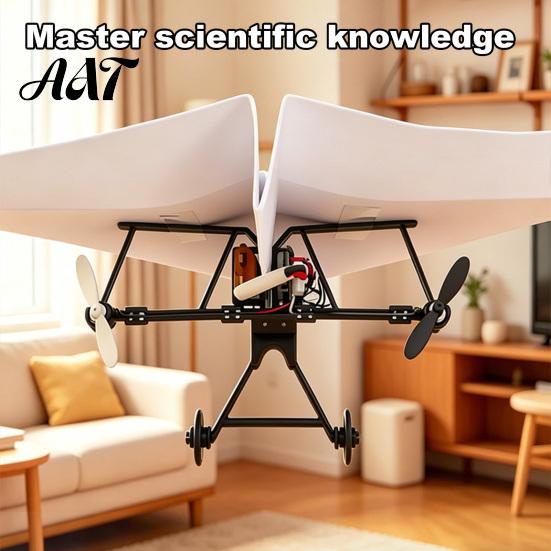 Remote Control Paper Airplane Kit, DIY Electric RC Plane with Gyro Set Stabilizer, Dual Propellers, Lightweight Glider Assembly Toy for Beginner
