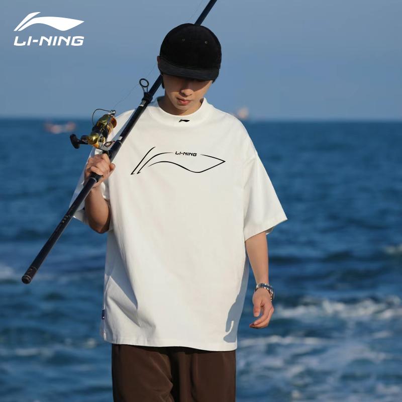 Li-Ning Дышащая повседневная футболка с коротким рукавом и принтом логотипа унисекс, белая YHSU167-5