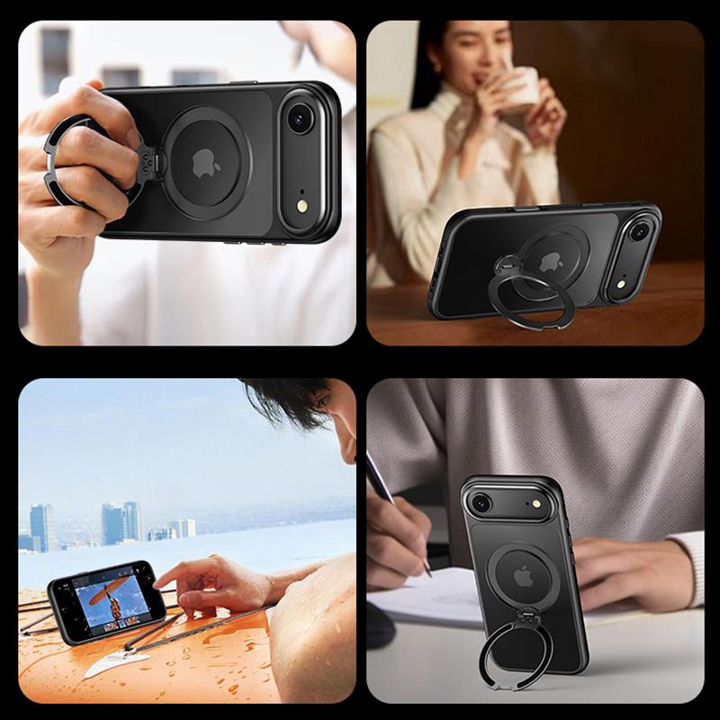 KEYSION Вращающийся на 360° магнитный чехол-подставка для MagSafe для iPhone 17 17 Air Матовый прозрачный противоударный чехол на заднюю панель телефона