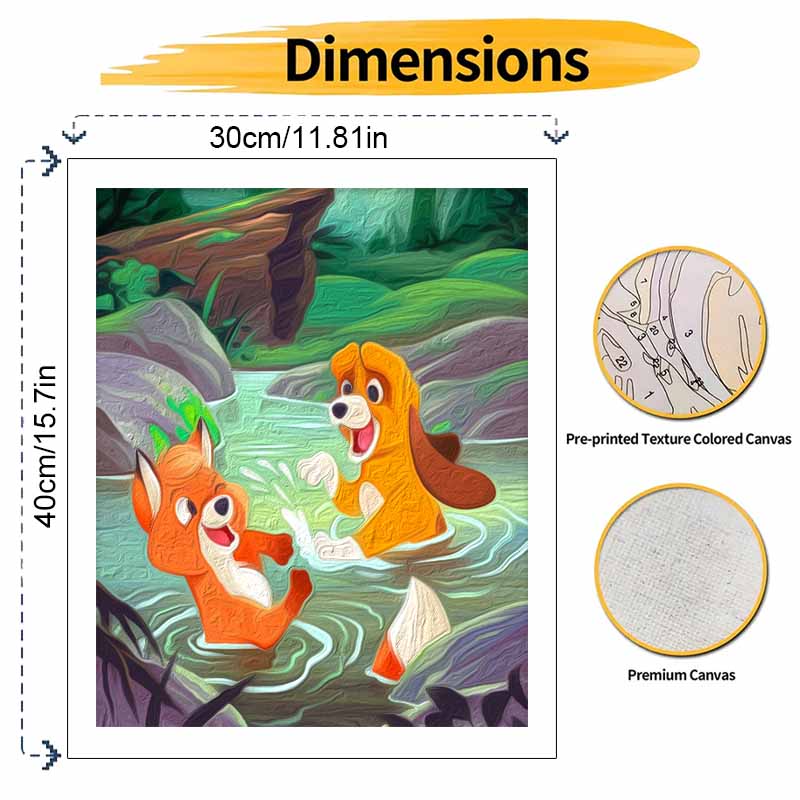 Disney Лиса и Пёс Масляная Живопись Арт Набор для Рисования Домашний Декор Стен Ручной Работы Подарок для Друзей и Семьи Любителям Искусства DIY Веселый Хобби-Проект