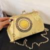 Ретро сумка через плечо для женщин с золотой вышивкой замок ракушка клипса цепочка Messenger клатч зеленые сумки через плечо
