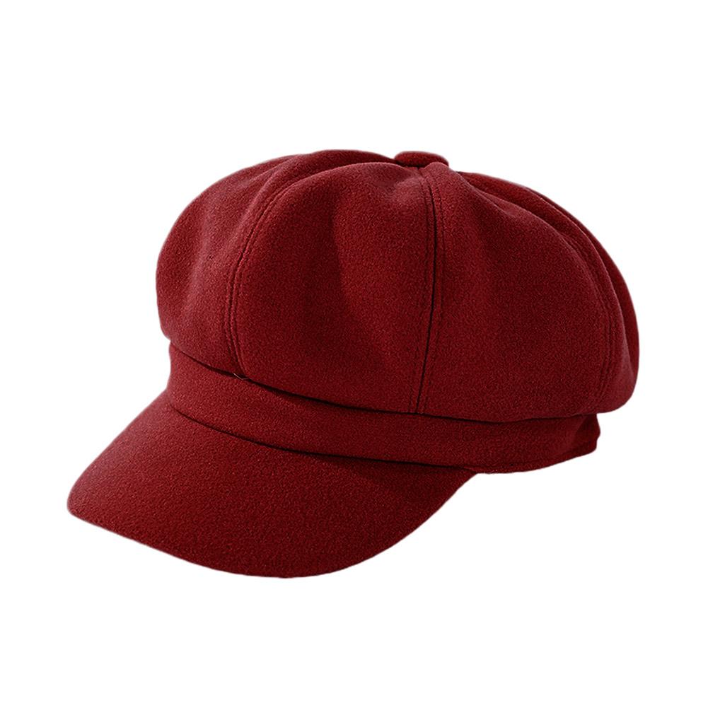 Новые осенние зимние шапки для женщин, однотонные, восьмиугольные, женская зимняя шерстяная шапка-берет A9U8