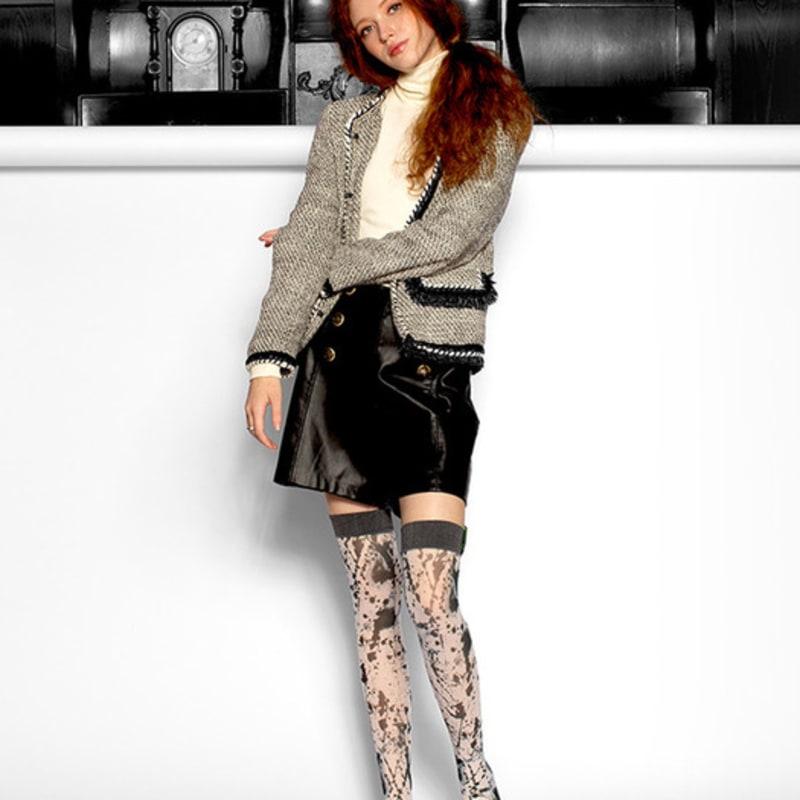 Романтичные тигровые чулки до колена цвета древесного угля