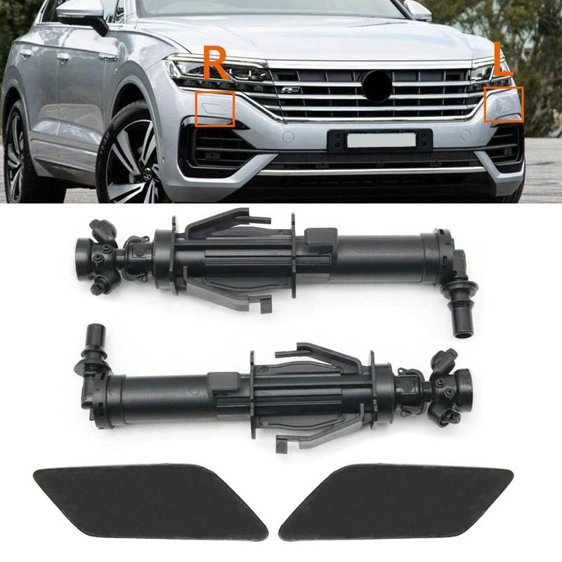 Car Front Headlight Clean Water Jet Sprayer Head Lamp Washer Nozzle Cover For VW Touareg CR7 2017-