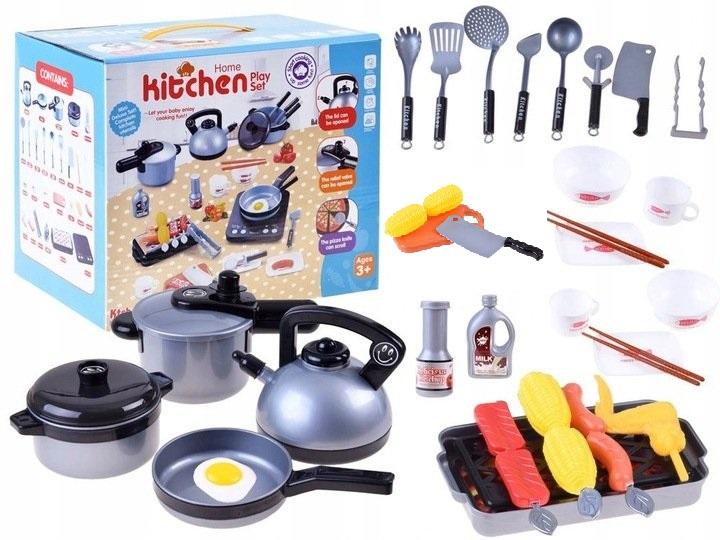Large set of kitchen utensils, furniture, educational toys, children's food
