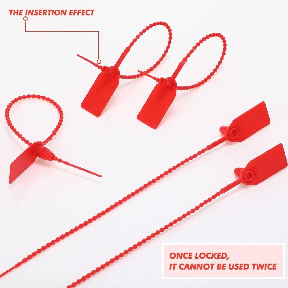 100pcs Red Numbered Zip Ties Plastic Pull Tite Security Tags Anti Demolition and Anti-theft