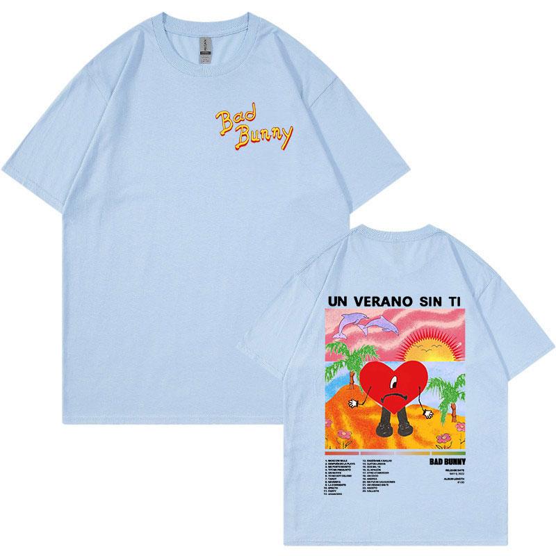 Футболка с графическим принтом Bad Bunny Un Verano Sin Ti, одежда унисекс, модные футболки в стиле хип-хоп с короткими рукавами, уличная одежда унисекс