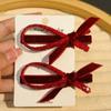 Korean Style Velvet Bow Hairpin Top Barrette Bangs Side Clip Sweet Rhinestone Duck Bill Clip  Party